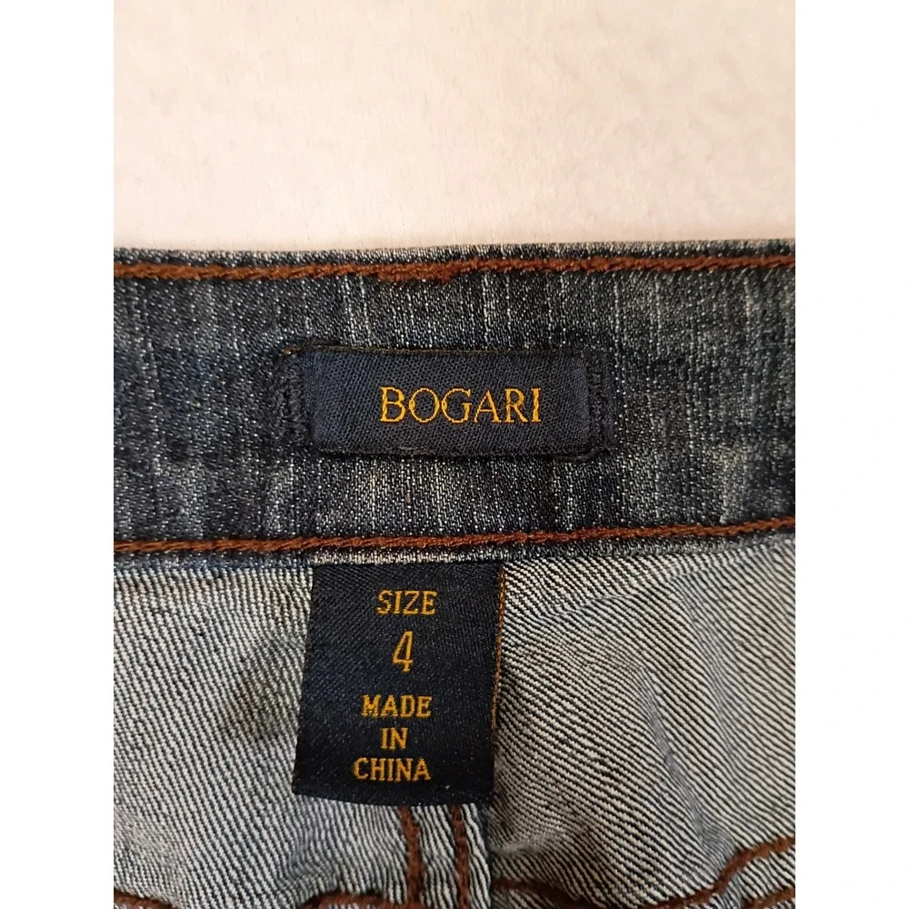 Y2K Bogari Women Size 4 Blue Dark Wash Whiskered Straight Leg Jeans